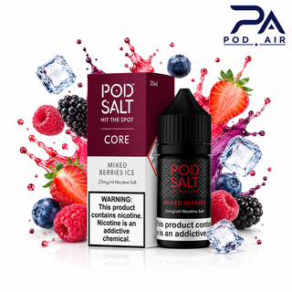 خرید سالت پاد سالت Pod Salt Mixed Berries Ice با طعم ترکیبی انواع بری، شامل توت فرنگی، تمشک، بلوبری و شاتوت یخ.