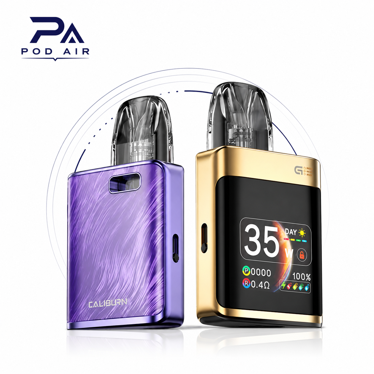 پاد کالیبرن جی ۳ پرو کوکو یوول با نمایش طراحی، رنگبندی و نمایشگر رنگی | UWELL Caliburn G3 Pro KOKO
