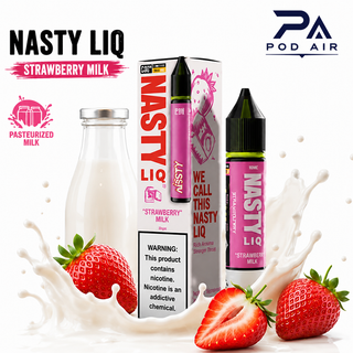 خرید سالت نستی لیک طعم توت فرنگی شیری Nasty LIQ Strawberry Milk 10ml با بستهبندی اصلی