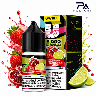 سالت توت فرنگی لیمو انار یوول Uwell Strawberry Lemon Pomegranate 30ml با طعم میوهای شیرین و مرکبات تازه